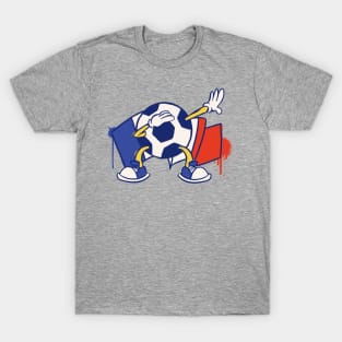 Dabbing Soccer Ball Cartoon France French Flag Football T-Shirt